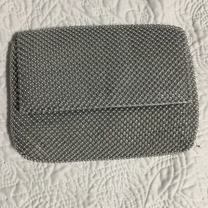 Silver beaded evening purse